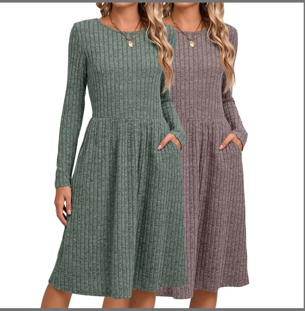 👗 Riyiper Women’s Long Sleeve Sweater Dress – 2 Pack (Size Small)